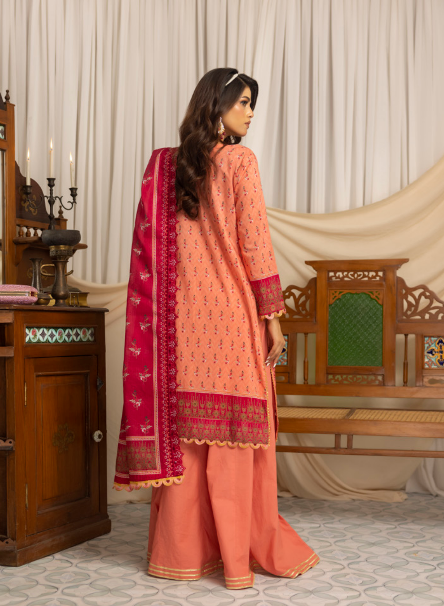 SALINA BY RAGALIA- 3PC EMBROIDERED LAWN SUIT WITH CUTWORK DUPATTA