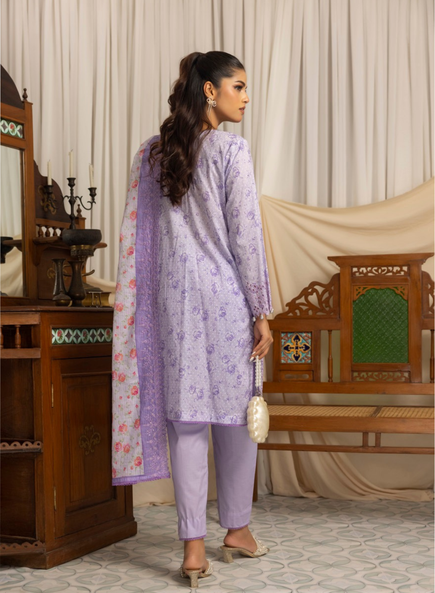 SALINA BY RAGALIA- 3PC EMBROIDERED LAWN SUIT WITH CUTWORK DUPATTA