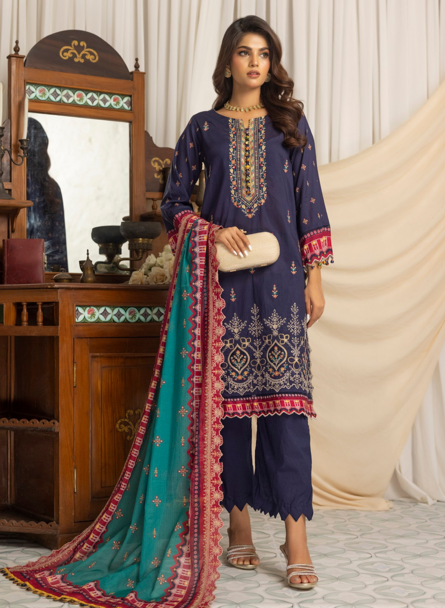 SALINA BY RAGALIA- 3PC EMBROIDERED LAWN SUIT