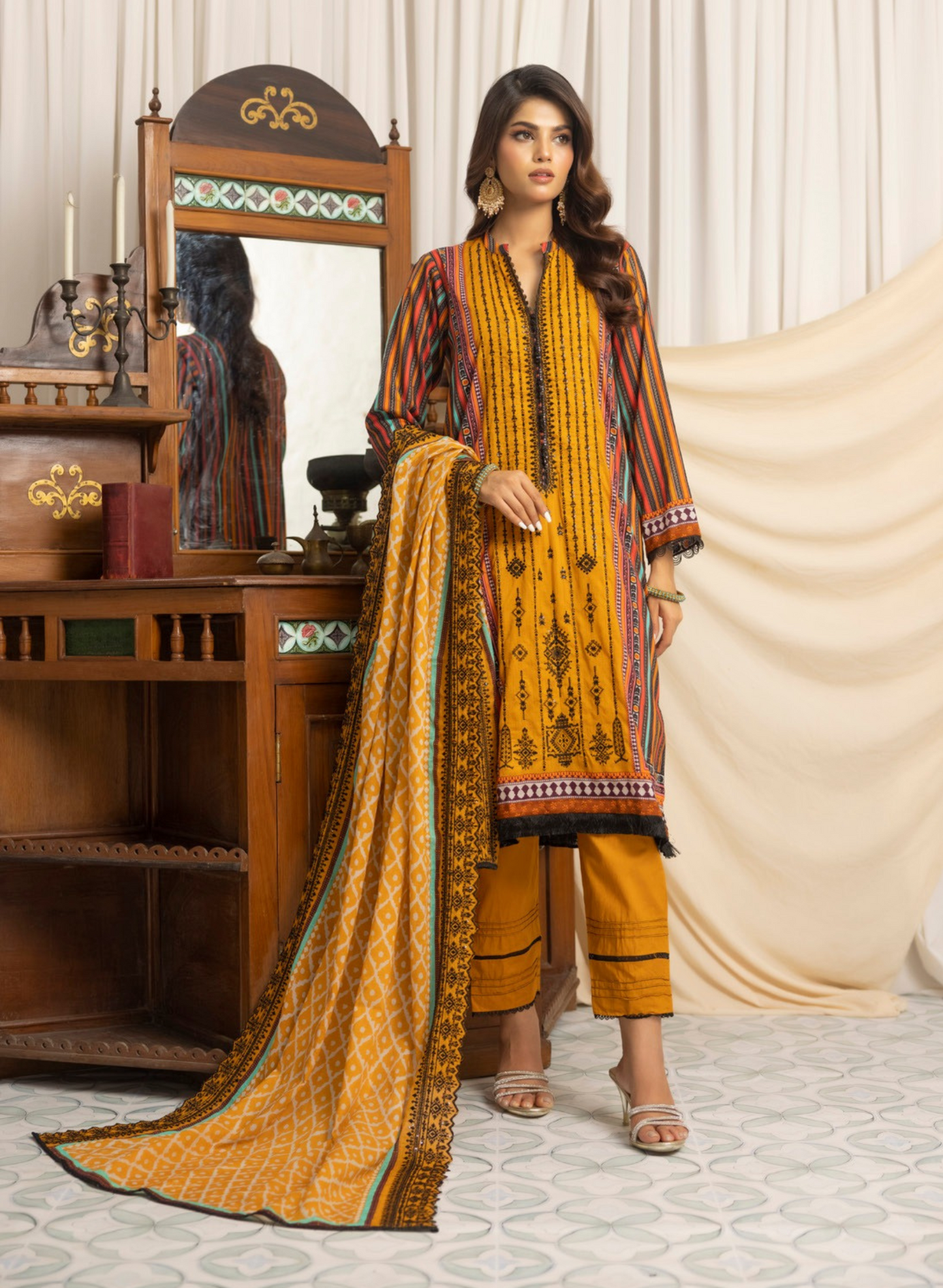 SALINA BY RAGALIA- 3PC EMBROIDERED LAWN SUIT