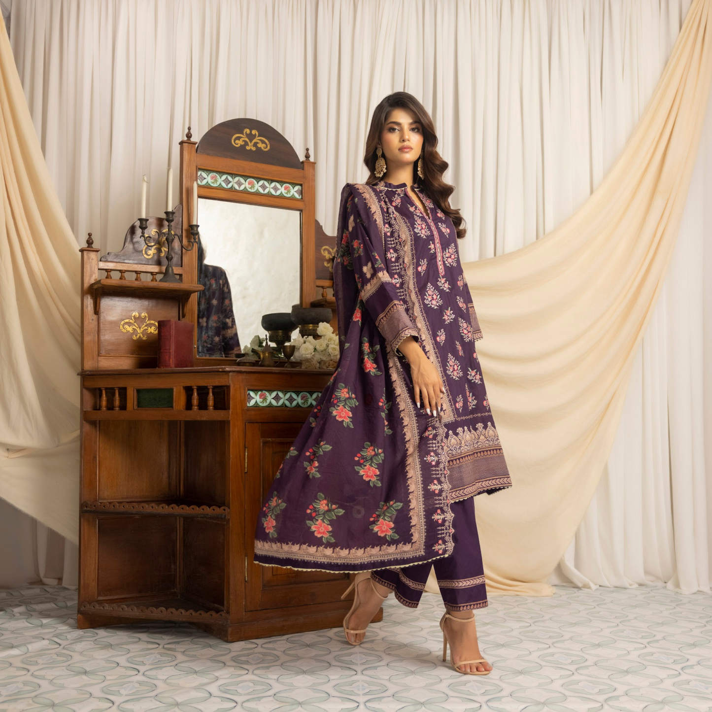 SALINA BY RAGALIA- 3PC EMBROIDERED LAWN SUIT