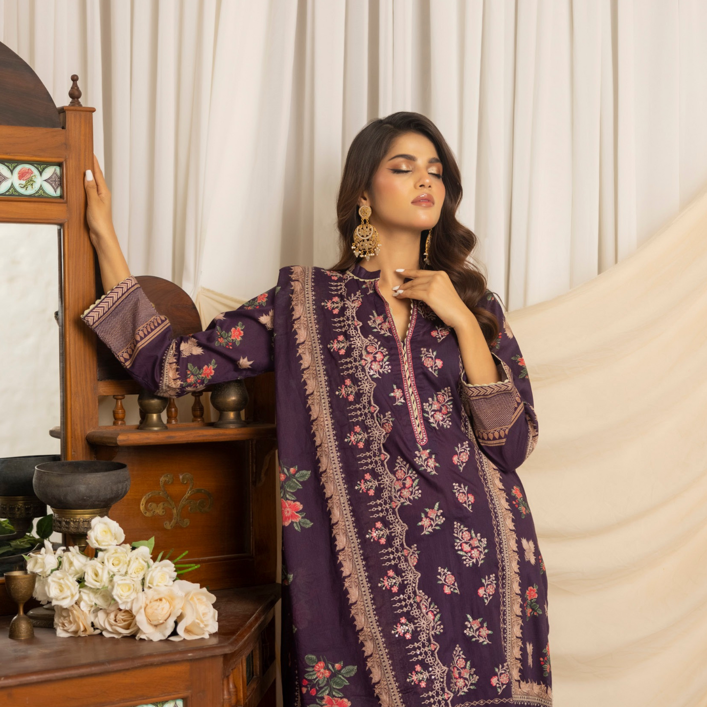 SALINA BY RAGALIA- 3PC EMBROIDERED LAWN SUIT