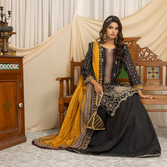 SALINA BY RAGALIA- 3PC EMBROIDERED LAWN SUIT WITH CUTWORK DUPATTA